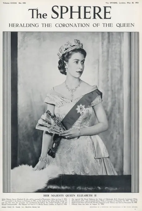 A special edition front cover of Queen Elizabeth II.  1953