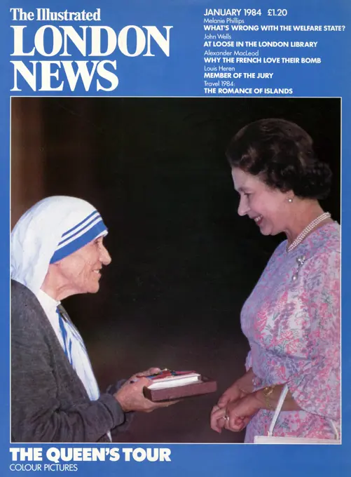 A front cover of The Illustrated London News from 1984 showing Queen Elizabeth II with Mother Teresa.     Date: 01/01/1984