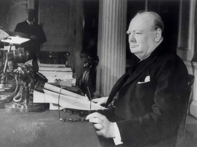 Winston Churchill makes his VE-Day Broadcast     Date: 8th May 1945