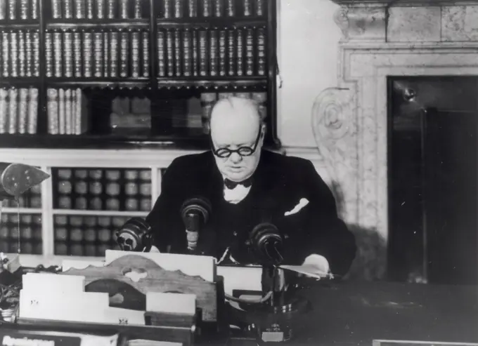 Winston Churchill makes his VE Day Broadcast  8th May 1945