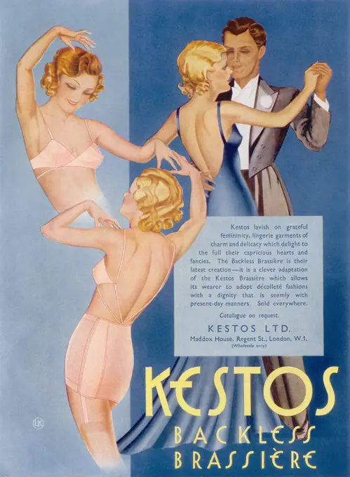 Advertisement for the Kestos Backless Brassiere  1935