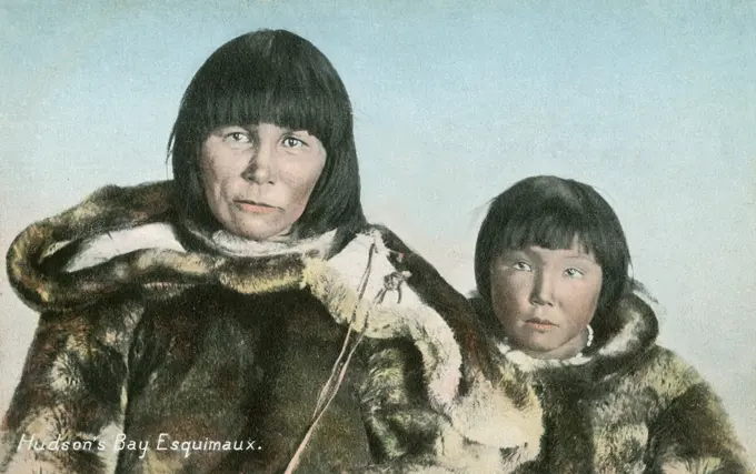 Hudson's Bay Inuit Mother and Daughter     Date: circa 1910s