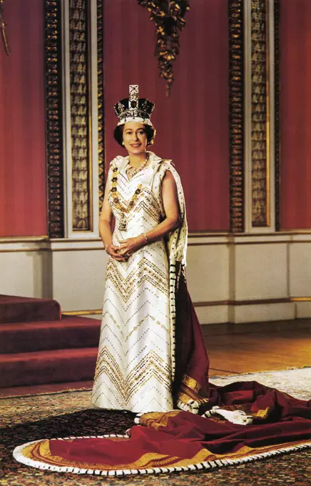 A Silver Jubilee portrait of Queen Elizabeth II, wearing the Imperial State Crown.     Date: 1977