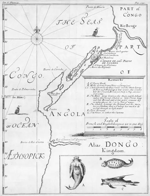  Map of Angola, with a mermaid        Date: 1714