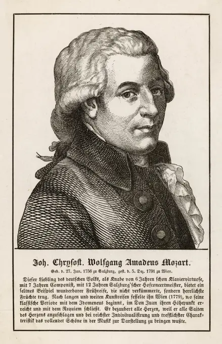 WOLFGANG AMADEUS MOZART (1756 - 1791) the Austrian composer