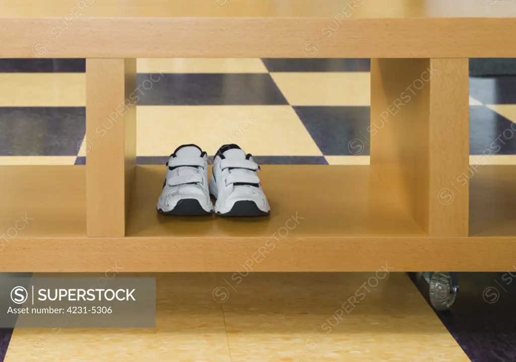Shoes in a Shelving Unit