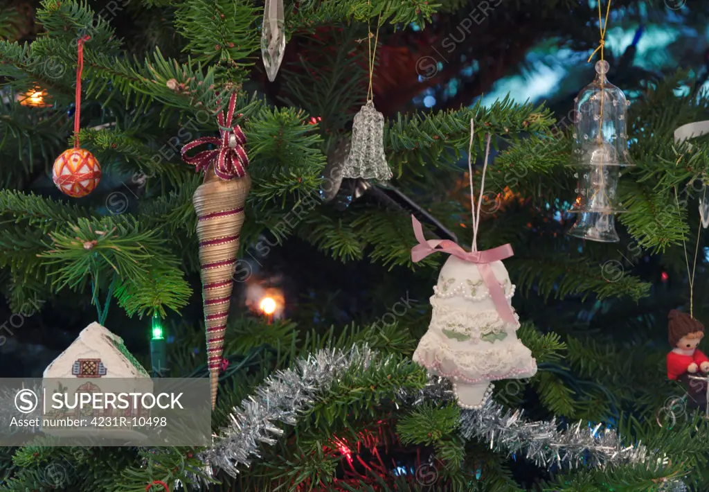 Handmade Ornaments on Christmas Tree