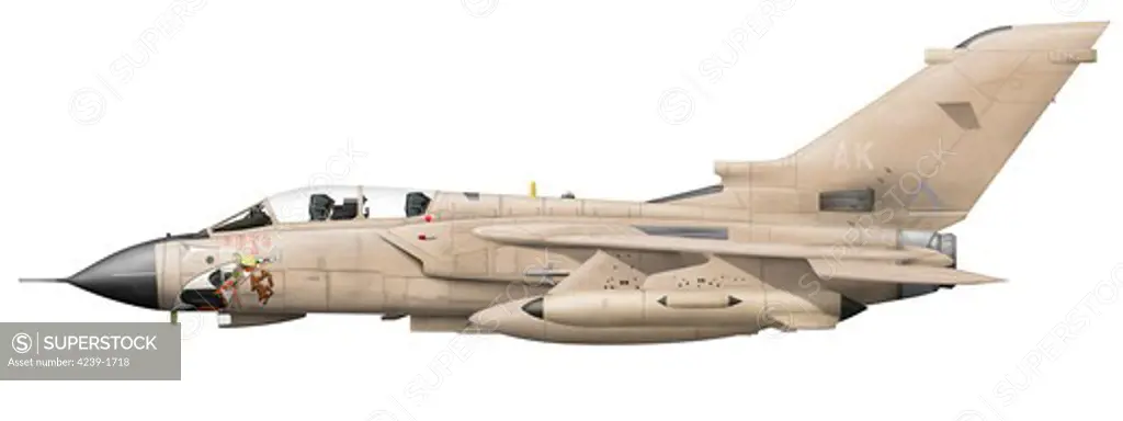 Illustration of a Panavia Tornado GR1 with Gulf War markings.
