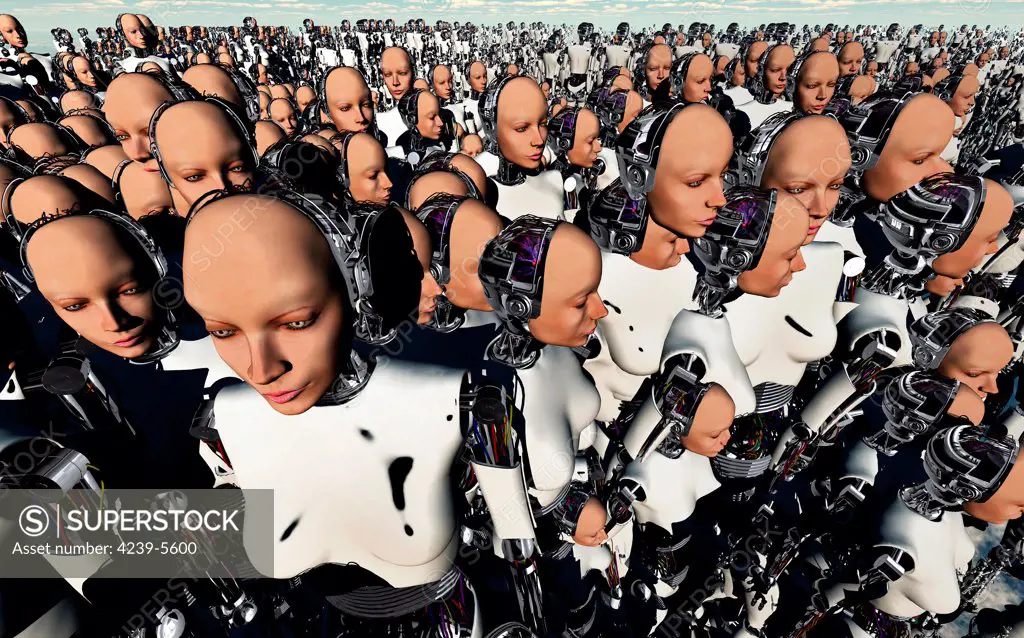 A mass gathering of female like Androids.