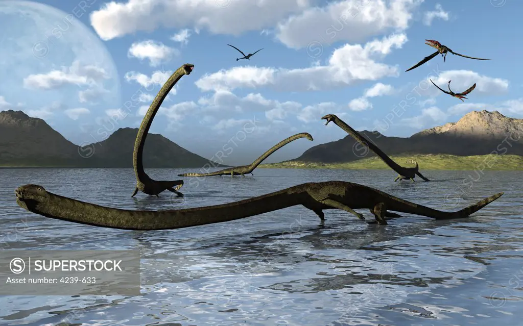 Tanystropheus are reptiles of the Triassic period that grew up to six meters long