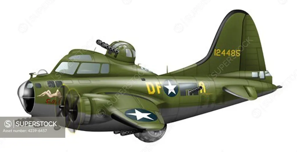 Cartoon illustration of a Boeing B-17 Flying Fortress.