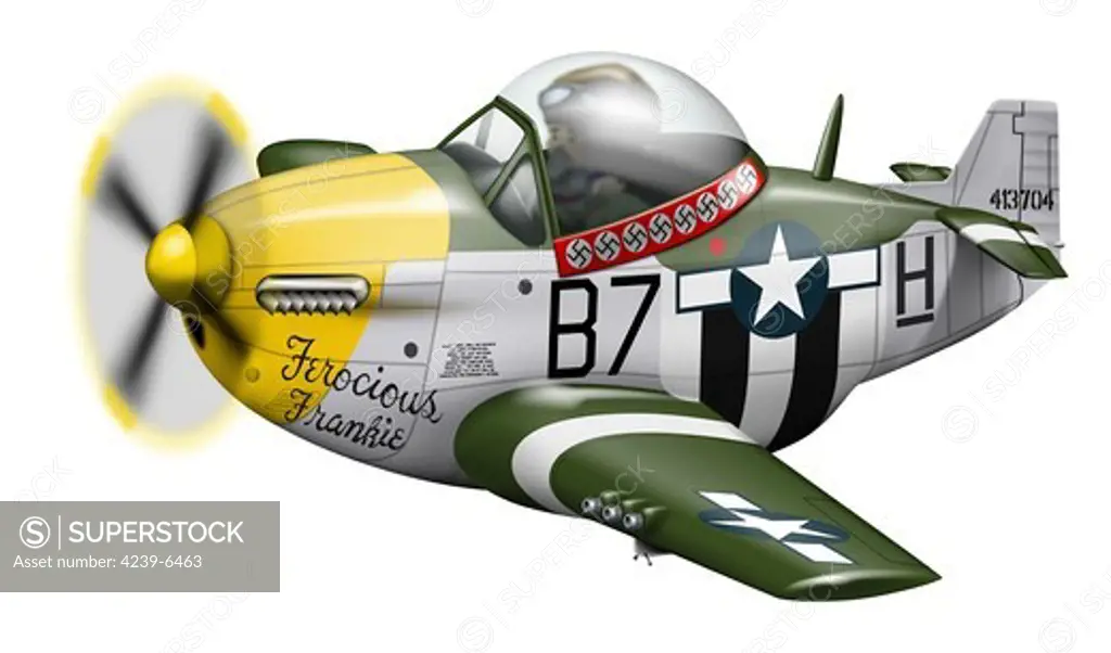 Cartoon illustration of a P-51 Mustang.