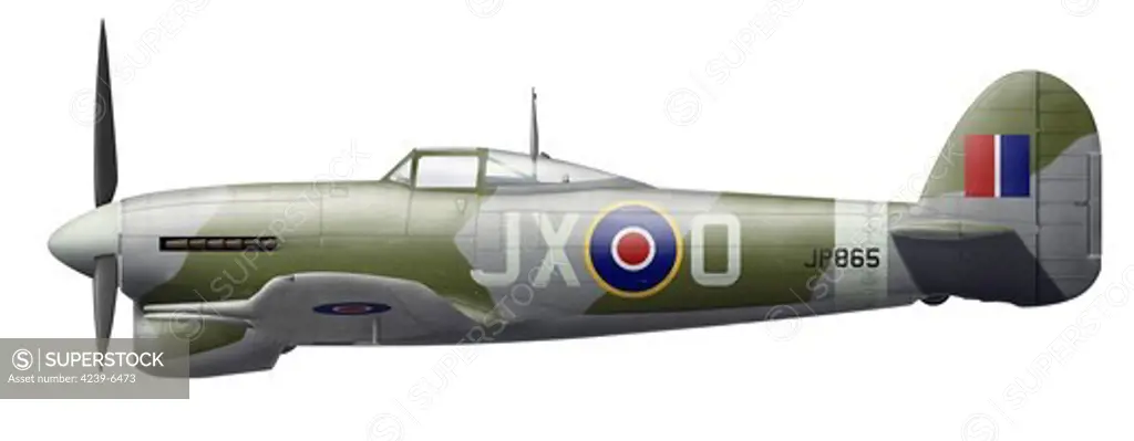 Illustration of a Hawker Typhoon of the Royal Air Force.