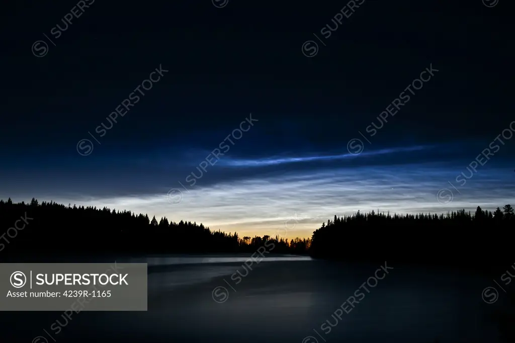 Noctilucent clouds, Badger Lake, British Columbia, Canada