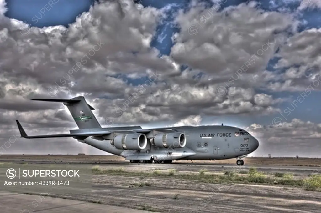 Tikrit, Iraq - High dynamic range image of a C-17 Globemaster as it was unloading