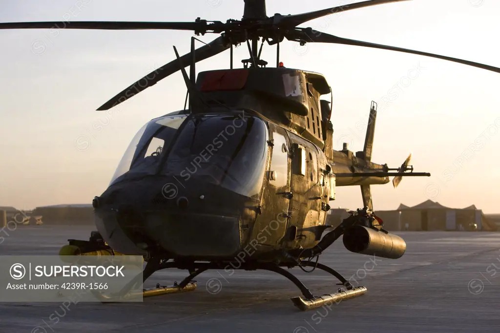 An OH-58D Kiowa during sunset