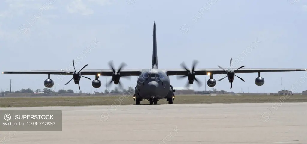 September 29, 2011 - A MC-130J Combat Shadow II taxis on the flight line at Cannon Air Force Base, New Mexico. 