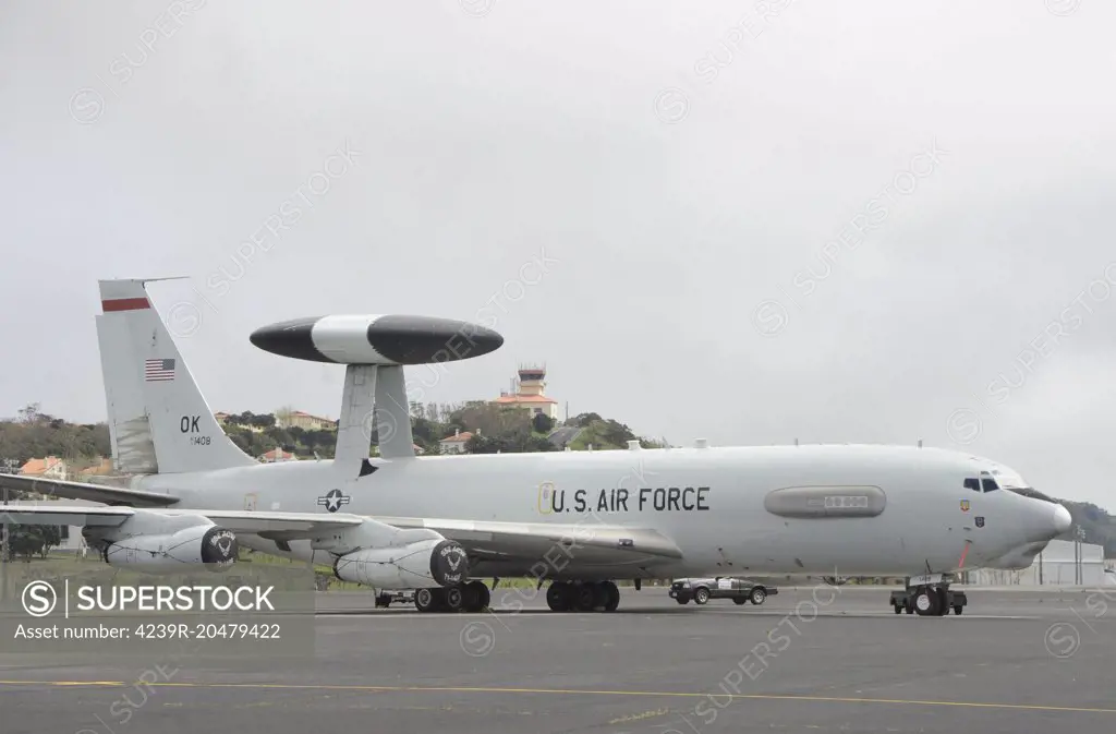 April 11, 2011 - A U.S. Air Force E-3 Sentry aircraft lands at Lajes Field, Azores, Portugal, after returning from an Operation Unified Protector support mission. 