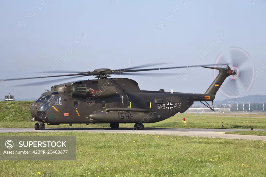 A CH-53GS of the German Army with ISAF markings taxiing, Neuburg, Germany. 