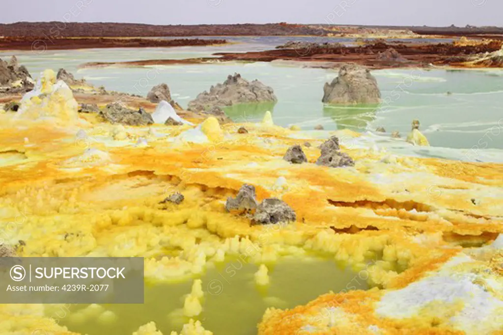 February 1, 2011 - Dallol geothermal area, potassium salt deposits formed by brine hot springs, Danakil Depression, Ethiopia.