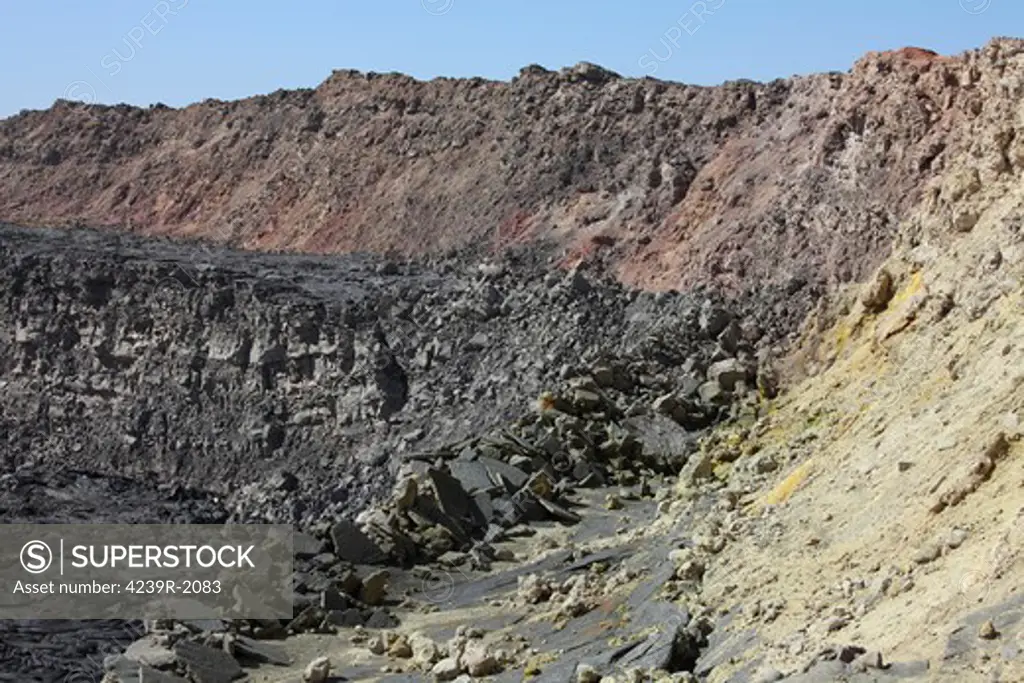 January 30, 2011 - Caldera wall and North crater, Erta Ale volcano, Danakil Depression, Ethiopia.