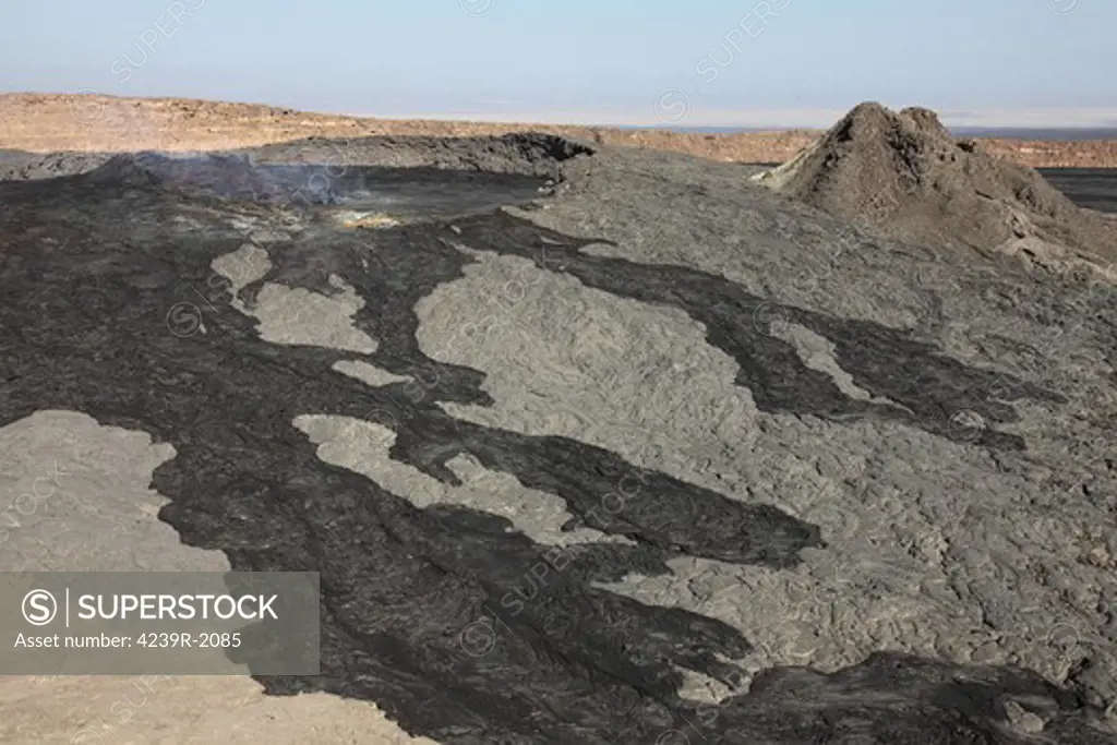 January 30, 2011 - Basaltic lava flow from pit crater, Erta Ale volcano caldera, Danakil Depression, Ethiopia.