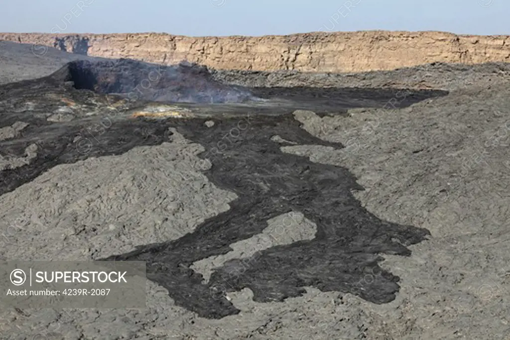 January 30, 2011 - Basaltic lava flow from pit crater, Erta Ale volcano, Danakil Depression, Ethiopia.