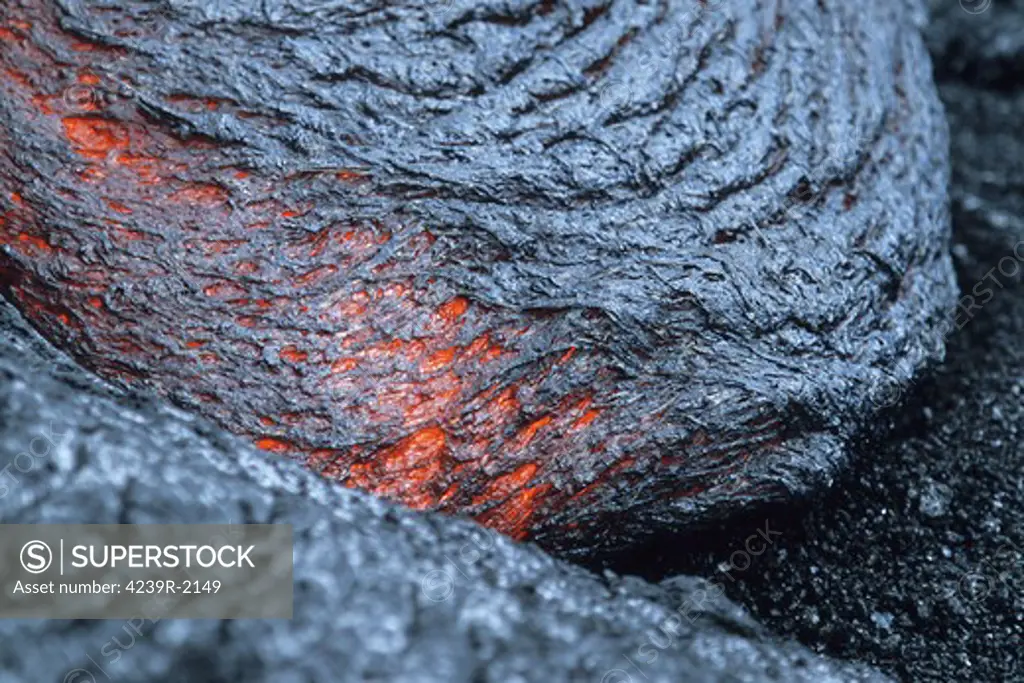 Advancing lava toe in lava flow from Kilauea volcano, Big Island, Hawaii.