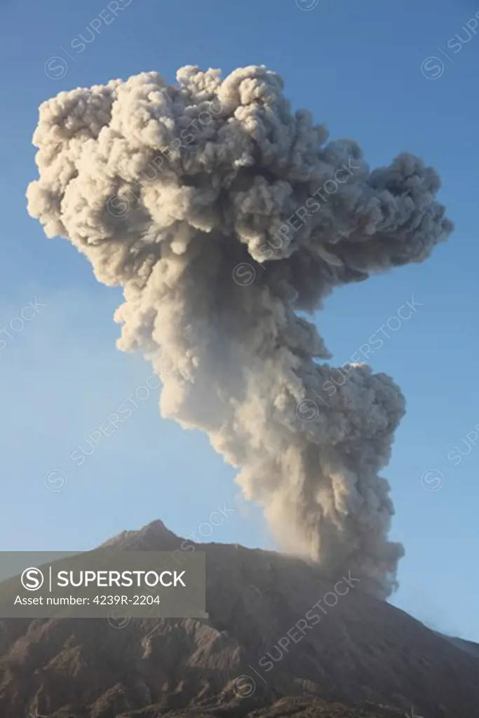December 26, 2009 - Ash cloud following explosive Vulcanian eruption, Sakurajima Volcano, Japan.