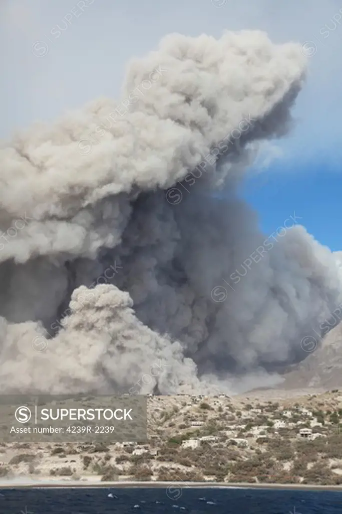 February 1, 2010 - Pyroclastic flow in abandoned city of Plymouth, Soufriere Hills volcano, Montserrat, Caribbean.