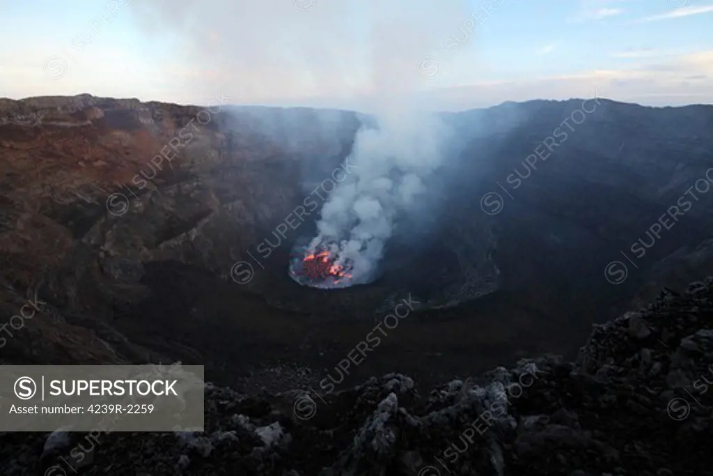 January 22, 2011 - Lava Lake in bottom of summit caldera, Nyiragongo Volcano, Democratic Republic of the Congo.