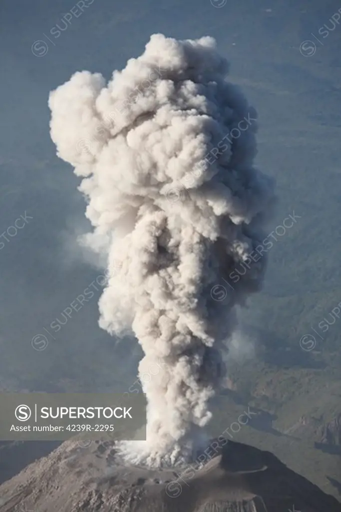 December 26, 2007 - Eruption of ash cloud from Santiaguito dome complex, Santa Maria volcano, Guatemala.