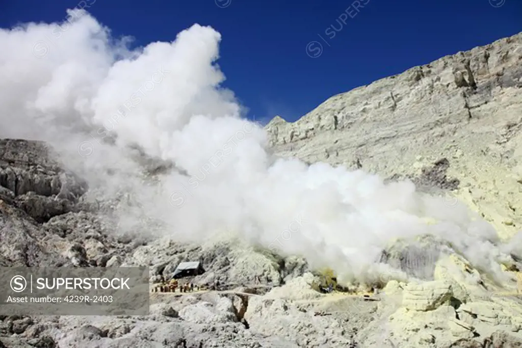 August 13, 2011 - Sulphur mine, Kawah Ijen volcano, Java, Indonesia.