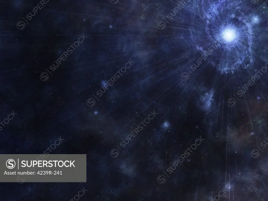 Illustration of a bright star in outer space