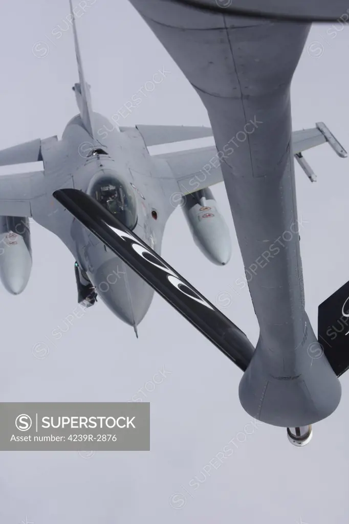 Air refueling a Norwegian Air Force Lockheed Martin F-16 Fighting Falcon.