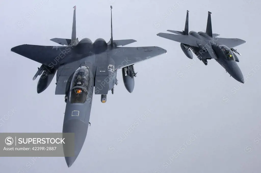 Two McDonnell Douglas F-15E Strike Eagle of the U.S. Air Force.