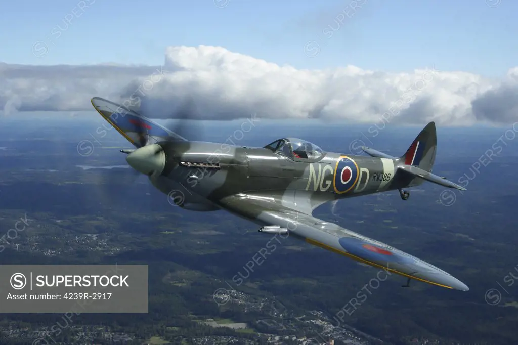 Boras, Sweden - Supermarine Spitfire Mk.XVI fighter warbird of the Royal Air Force.