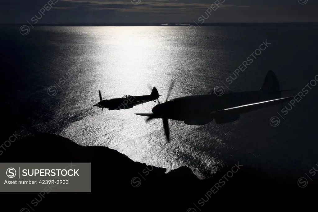 Angelholm, Sweden - Supermarine Spitfire Mk. XVIII and Mk. XVI fighter warbirds.
