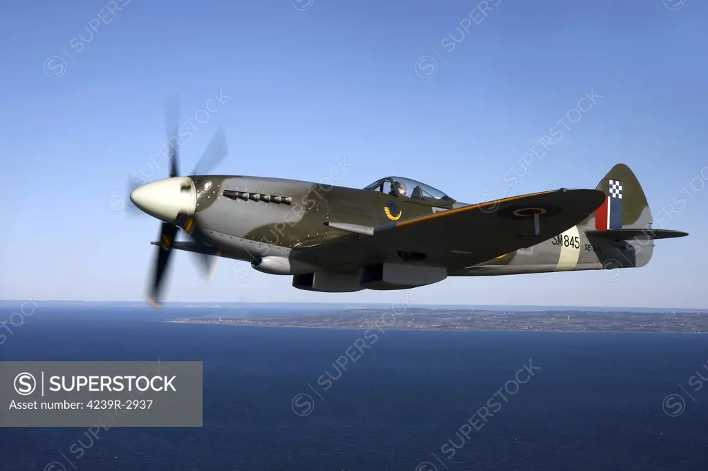 Angelholm, Sweden - Supermarine Spitfire Mk. XVIII fighter warbird.