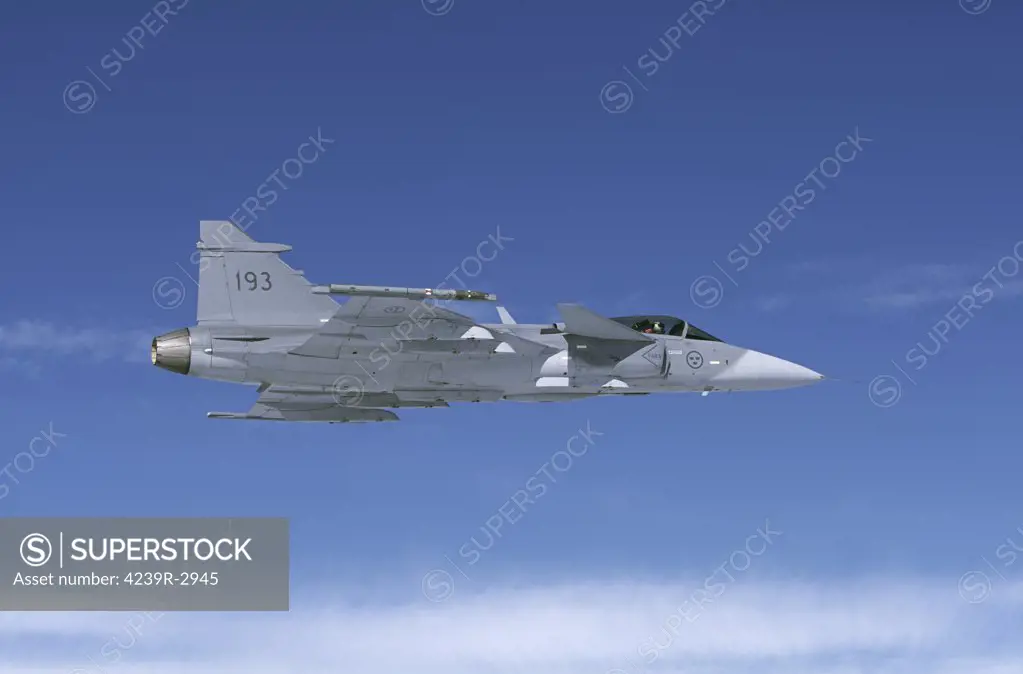 Lulea, Sweden - Saab JAS 39 Gripen fighter of the Swedish Air Force.