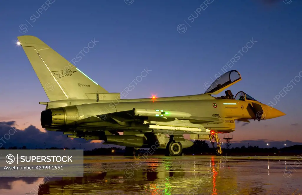 An Italian Air Force Eurofighter Typhoon at night during Exercise STAREX 2010 that took place at Decimomannu Air Base, Italy.