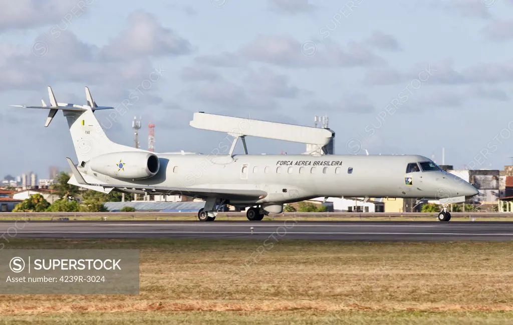 A Brazilian Air Force Embraer E-99 on the flight line at Recife Air Force Base, Brazil, during Cruzeiro Do Sul (CRUZEX). CRUZEX V is a multinational exercise encompassing real means from the Air Forces of Argentina, Brazil, Chile, France, Uruguay, United States, Venezuela and simulated means from Land and Maritime Components that takes place October 28th to November 19th, 2010, on the Northeast coast of Brazil.