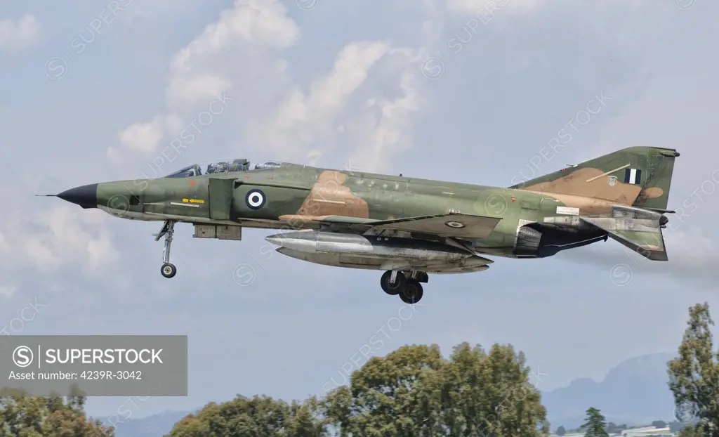 An F-4 Phantom of the Hellenic Air Force prepares for landing at Andravida Air Base, Greece.