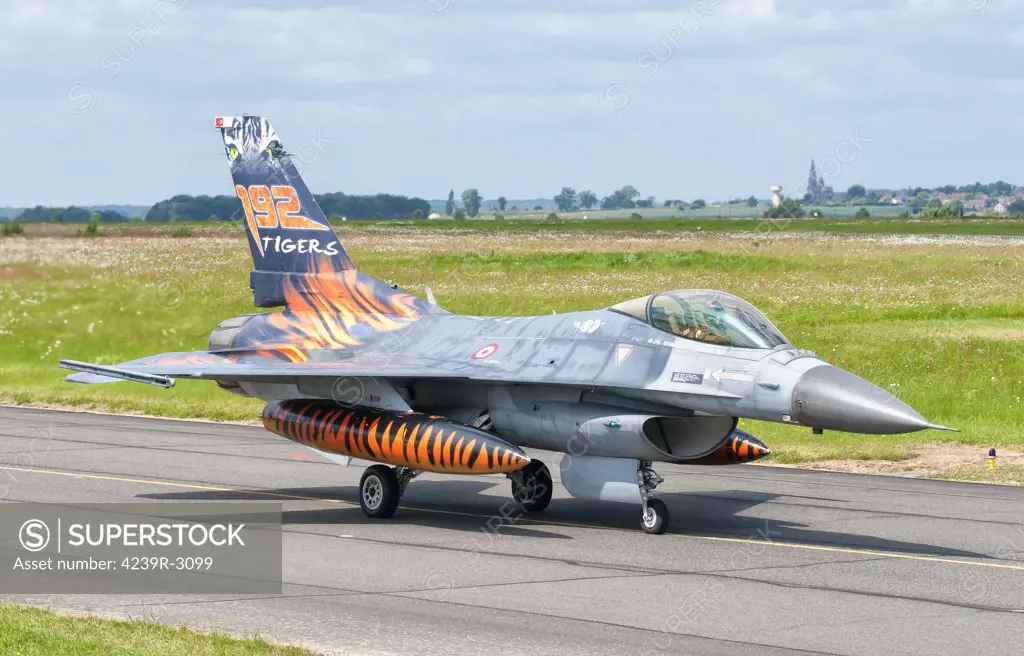 A Turkish Air Force F-16C Fighting Falcon on the flight line at Cambrai Air Base, France, during NATO Tiger Meet 2011.