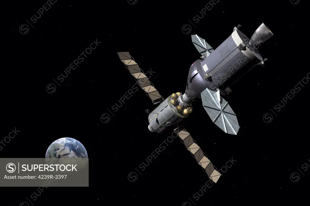 For even longer missions the Deep Space Vehicle (DSV) could be mated with an Extended Stay Module (ESM). The ESM would offer additional life support and accommodations for a crew of three or four for deep space missions lasting 90 days or longer.