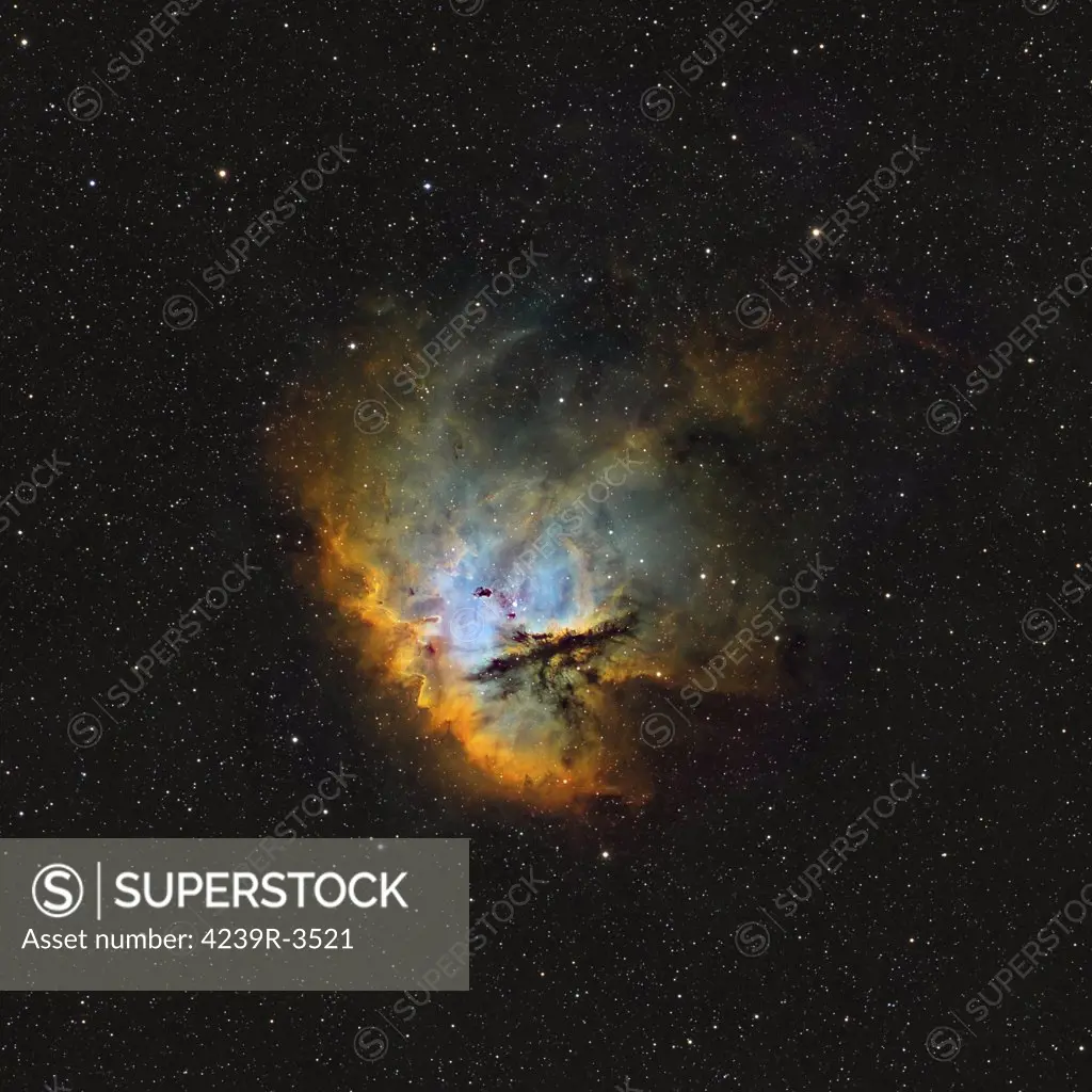 NGC 281, the Pacman Nebula in Hubble color palette.