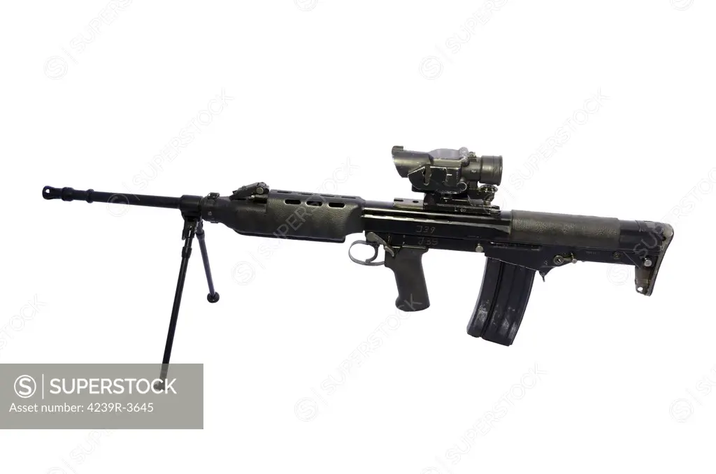 British 4.56mm light support weapon. This is a prototype used as testing for the British Law.