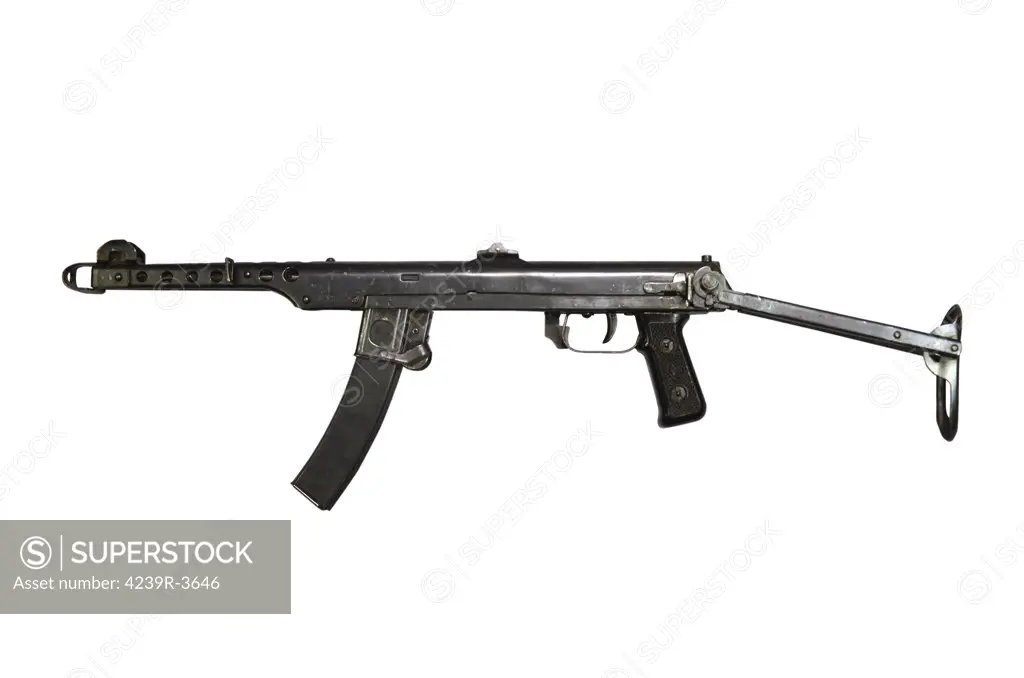 A 7.62mm Type 54 machine gun used by China, a variant of the Soviet PPS machine gun..