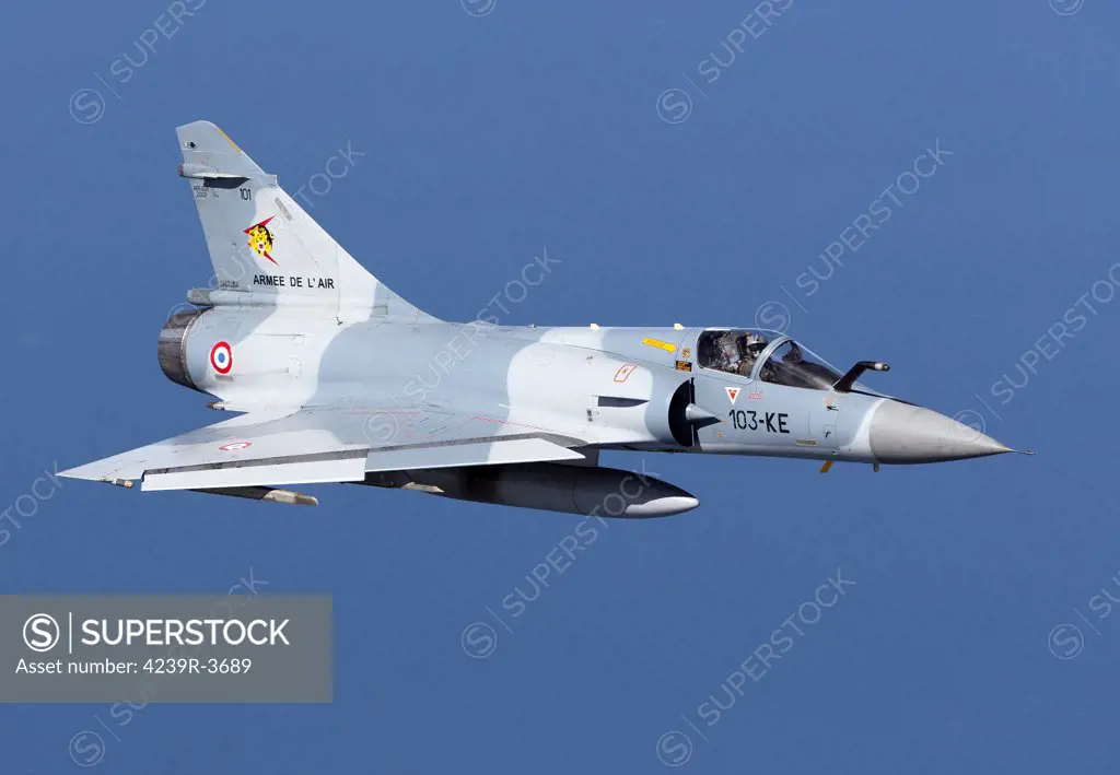 September 2, 2010 - Mirage 2000C of the French Air Force off the Normandy coast in France during dissimilar air combat training with the French Navy.