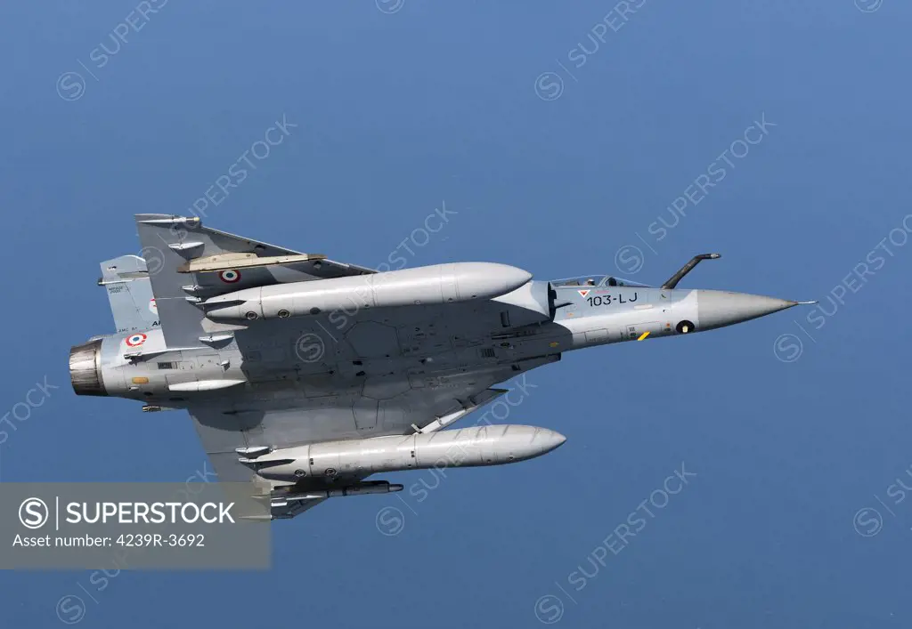 September 2, 2010 - Mirage 2000C of the French Air Force off the Normandy coast in France during dissimilar air combat training with the French Navy.